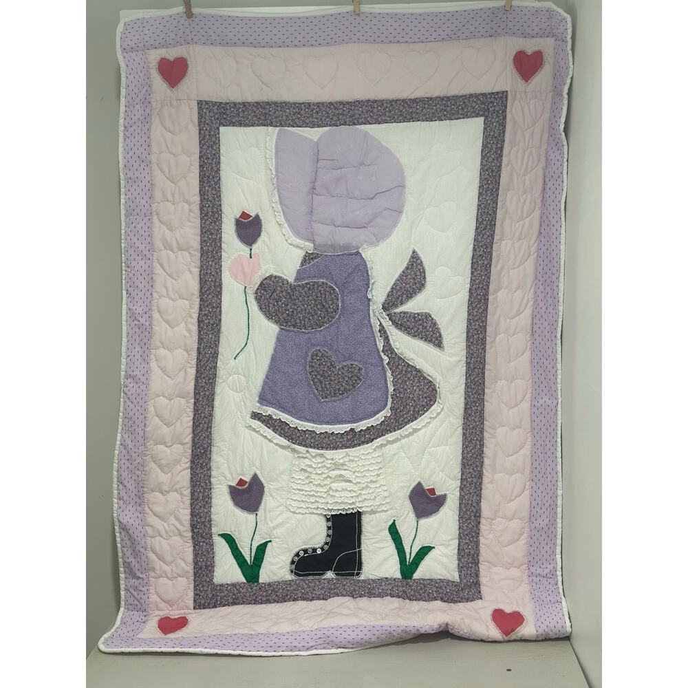 SunBonet Sue Handmade Baby Quilt Purple Nursery Baby Bed